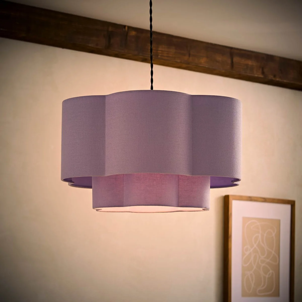 Nora 2 Tier Linen Scallop Shade - Lilac / No - Purple – image 4