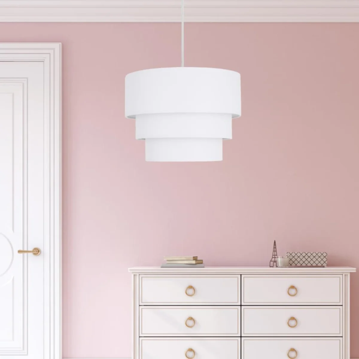 Layer Easy Fit Fabric Pendant Shade - White Cotton – image 4