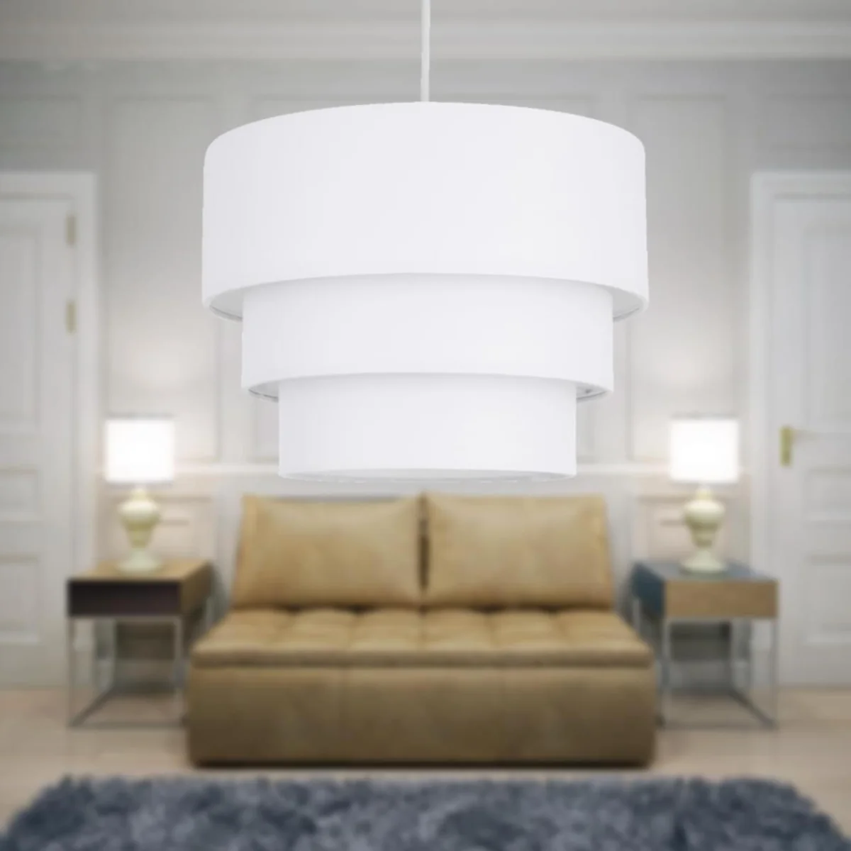 Layer Easy Fit Fabric Pendant Shade - White Cotton – image 6