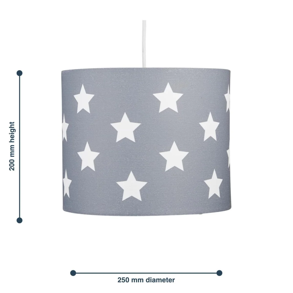 Digi Easy Fit Fabric Pendant Shade - Dark Grey With White Stars Digital Print – image 2