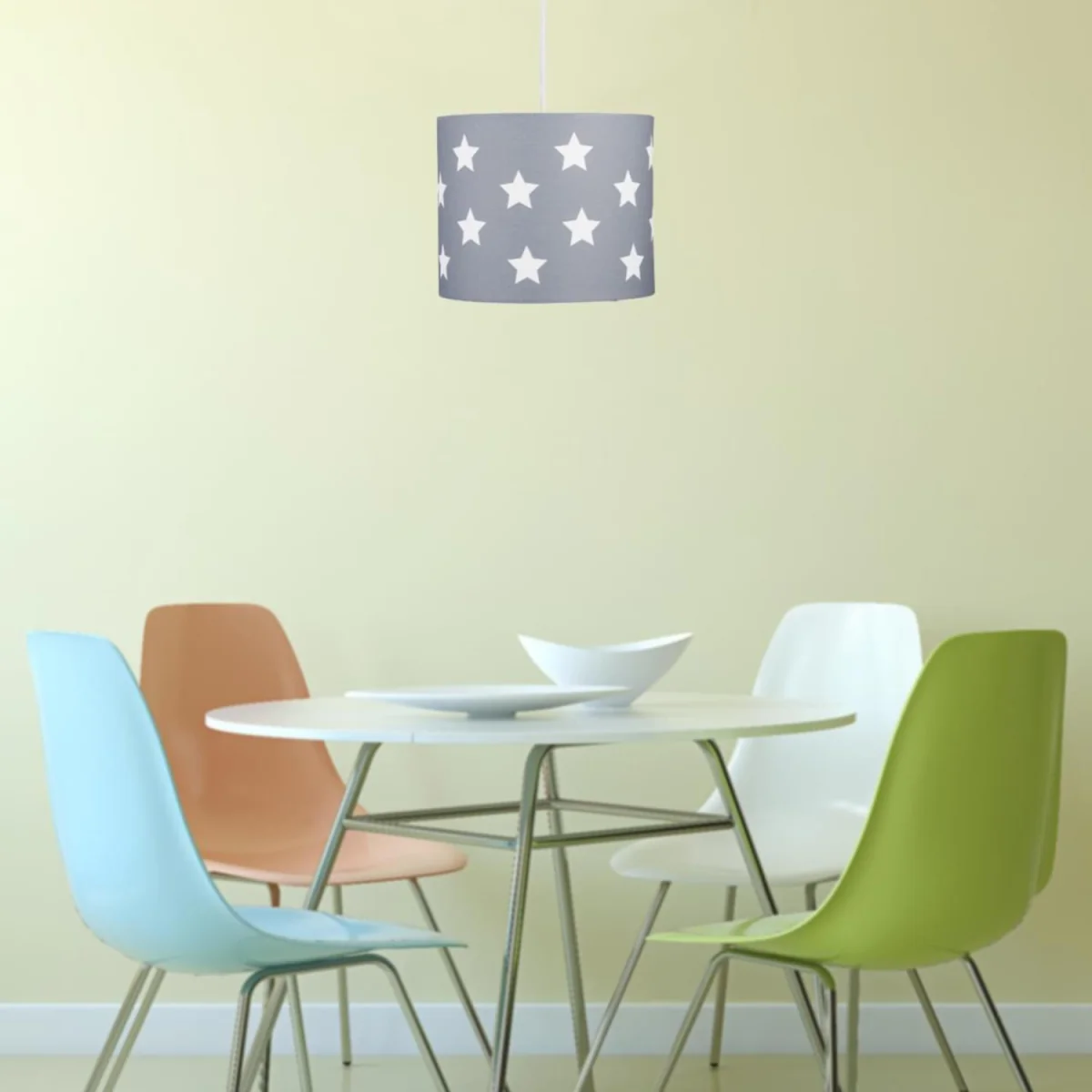 Digi Easy Fit Fabric Pendant Shade - Dark Grey With White Stars Digital Print – image 4