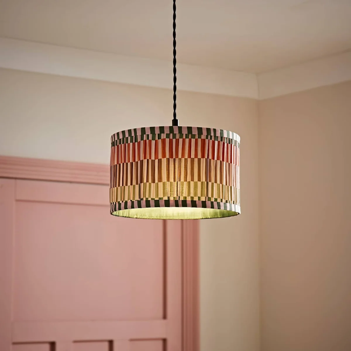 Rae Large Striped Pleated Drum Ceiling Lamp Shade - Multicolour / 25cm / 0.27kg – image 3