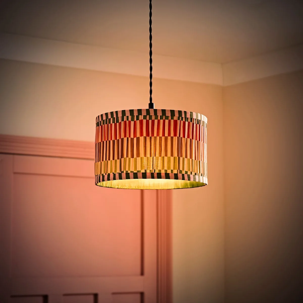 Rae Large Striped Pleated Drum Ceiling Lamp Shade - Multicolour / 25cm / 0.27kg – image 4