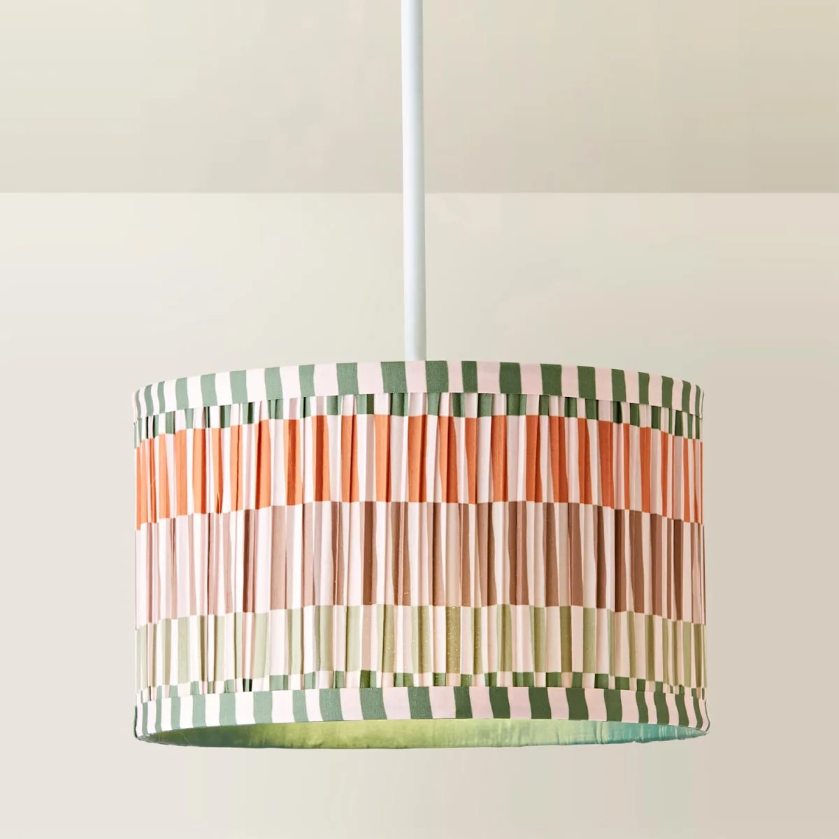 Rae Large Striped Pleated Drum Ceiling Lamp Shade - Multicolour / 25cm / 0.27kg – image 1