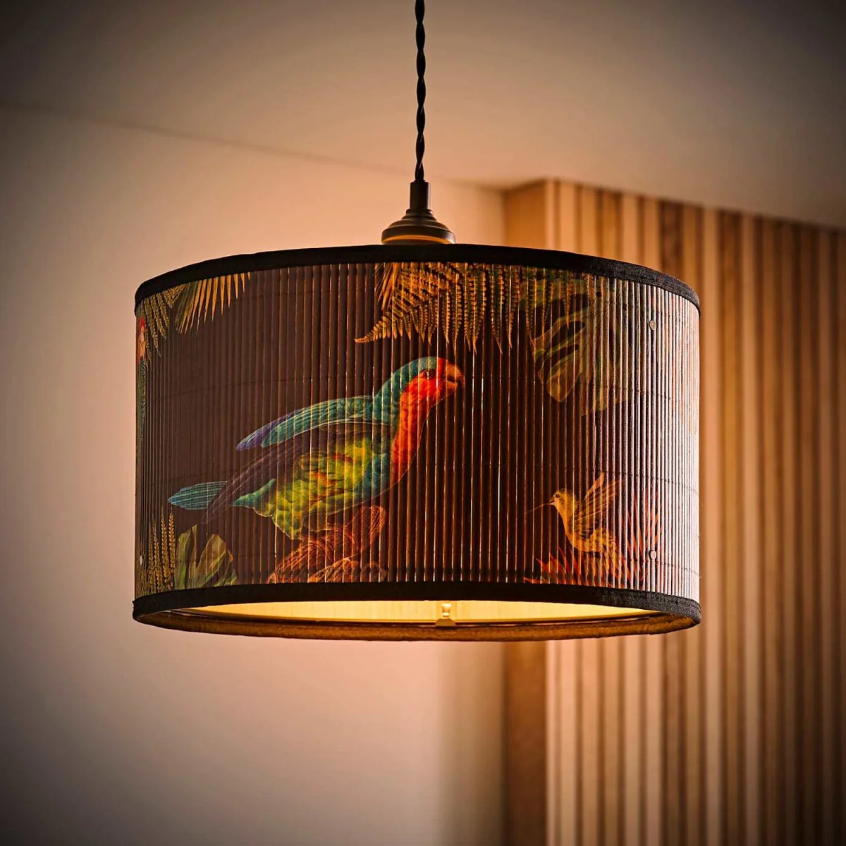 Daintree Medium Dark Jungle Bamboo Drum Lamp Shade - Black / 35cm / 0.46kg – image 3