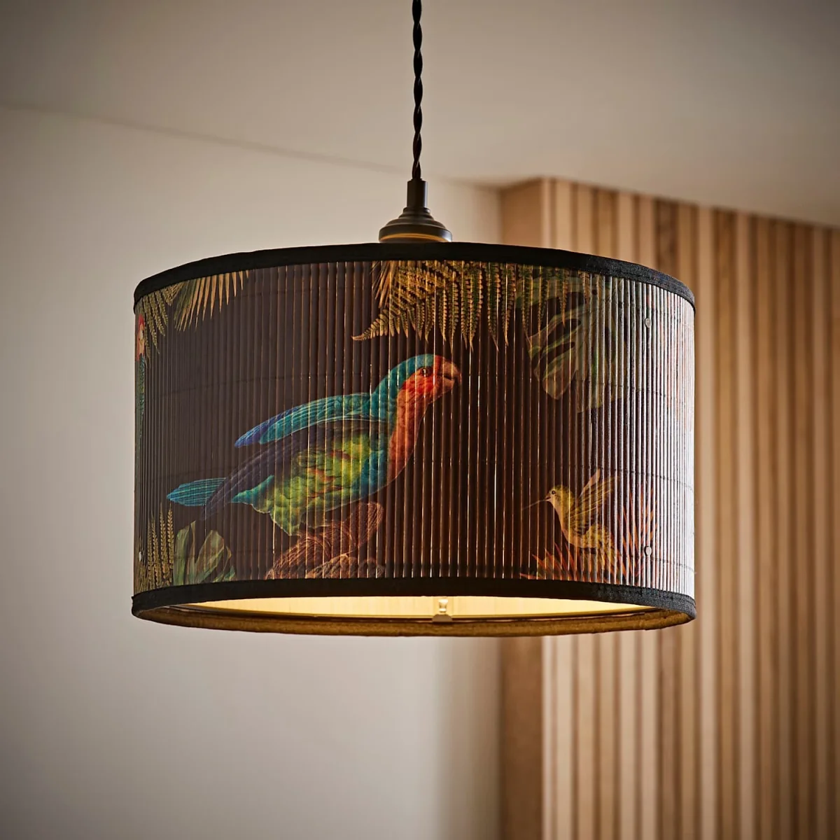 Daintree Medium Dark Jungle Bamboo Drum Lamp Shade - Black / 35cm / 0.46kg – image 1