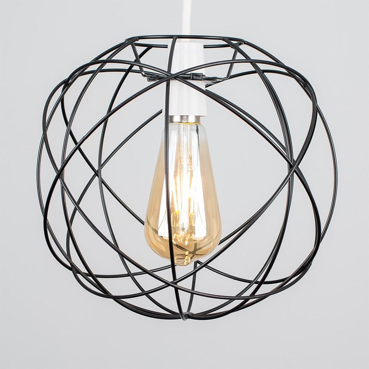 Retro Style Matt Black Metal Basket Cage Ceiling Pendant Light Shade - Black – image 2