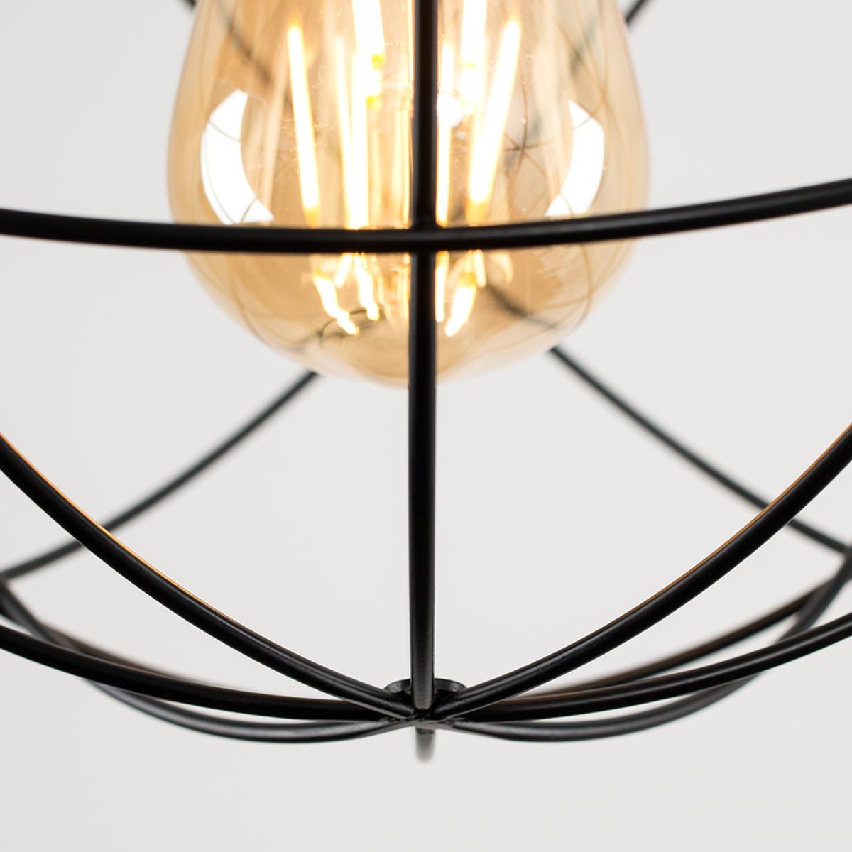 Retro Style Matt Black Metal Basket Cage Ceiling Pendant Light Shade - Black – image 3