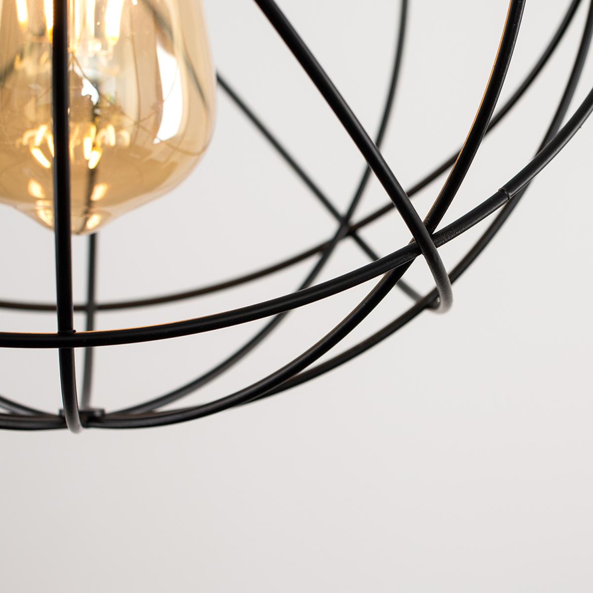 Retro Style Matt Black Metal Basket Cage Ceiling Pendant Light Shade - Black – image 4
