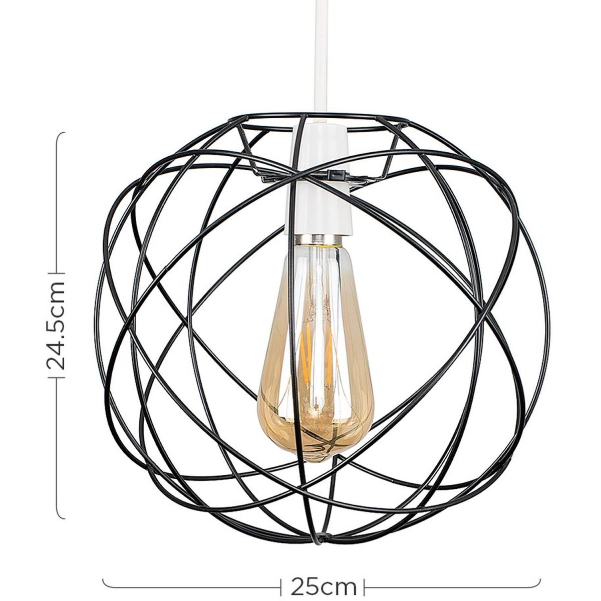 Retro Style Matt Black Metal Basket Cage Ceiling Pendant Light Shade - Black – image 5
