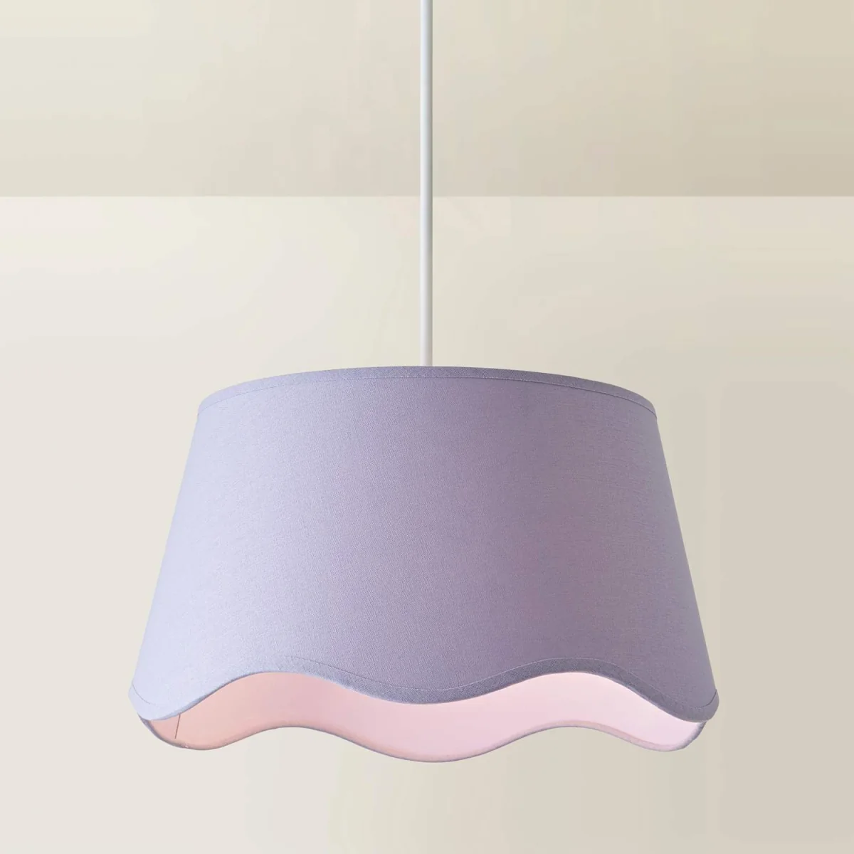 Mabel Large Scallop Edge Linen Lamp Shade - Lilac / 0.47kg – image 4