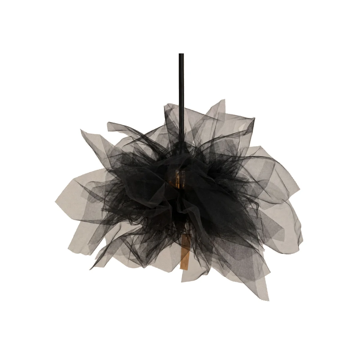 CGC Odette Black 60cm Oversized Ruffle Layered Cloud Style Tulle Silhouette Lampshade - Black