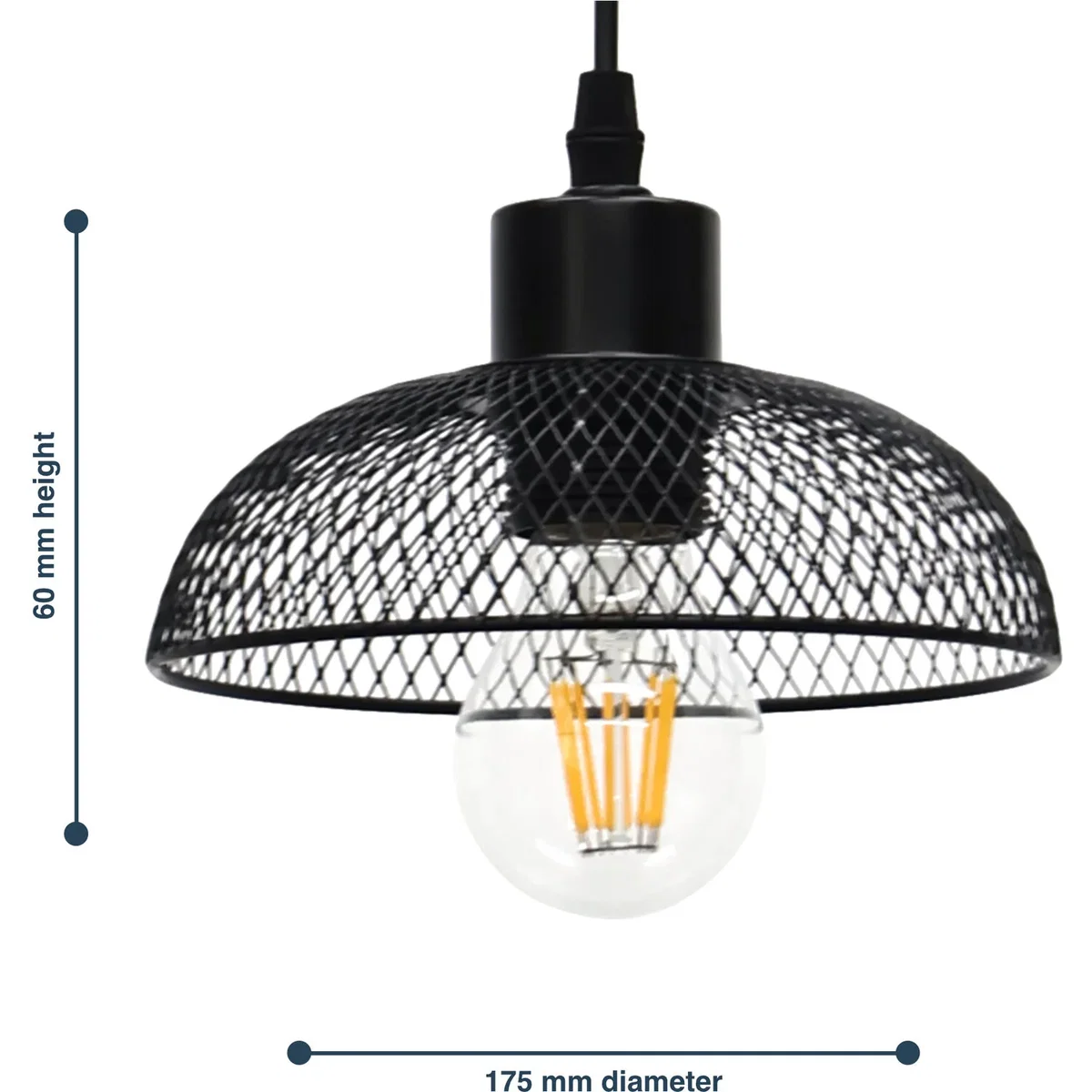 Cassidy Small Black Mesh Easy Fit Metal Pendant Shade - Black – image 5