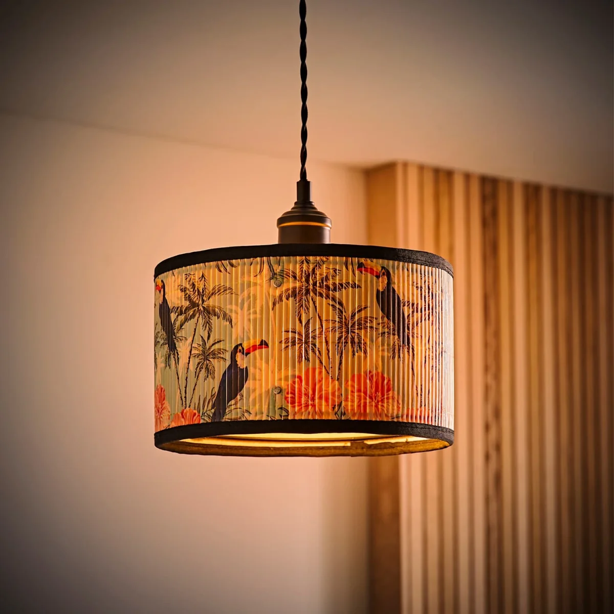 Daintree Small Pastel Jungle Bamboo Drum Lamp Shade - Multicolour / 25cm / 0.29kg – image 3