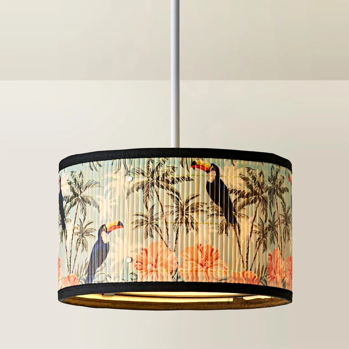Daintree Small Pastel Jungle Bamboo Drum Lamp Shade - Multicolour / 25cm / 0.29kg – image 4