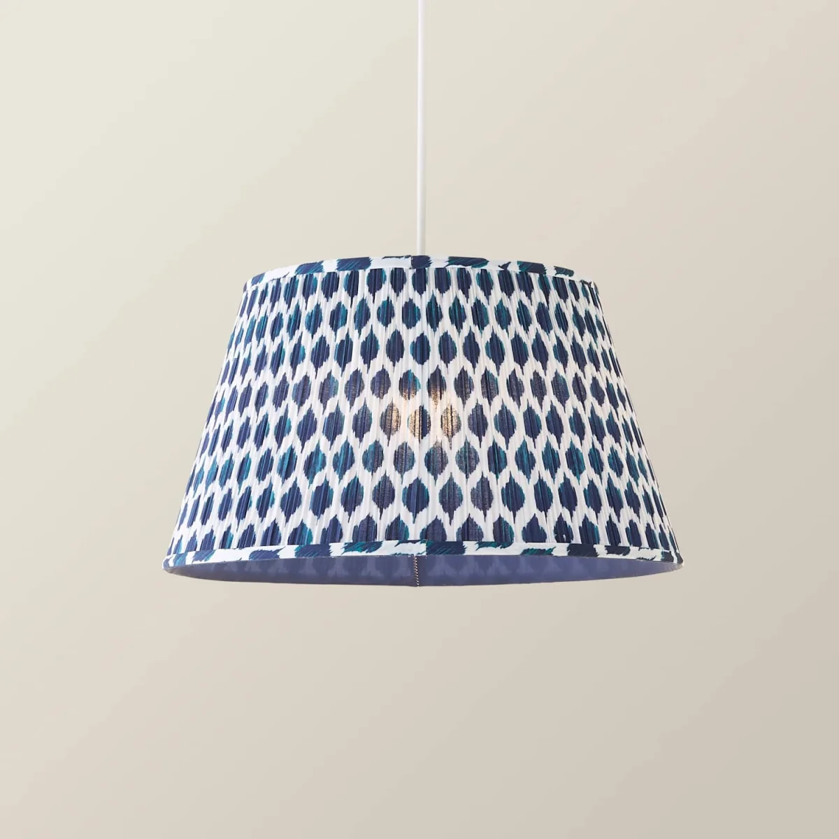 Elijah Blue Ikat Pleated Fabric Tapered Lamp Shade - Small Blue / Yes - Blue – image 2