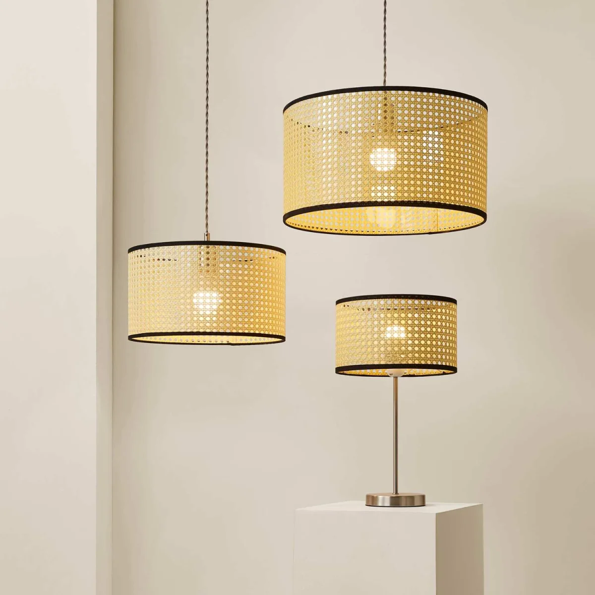 Reni Natural Wicker Cane Lampshade - Cream – image 7