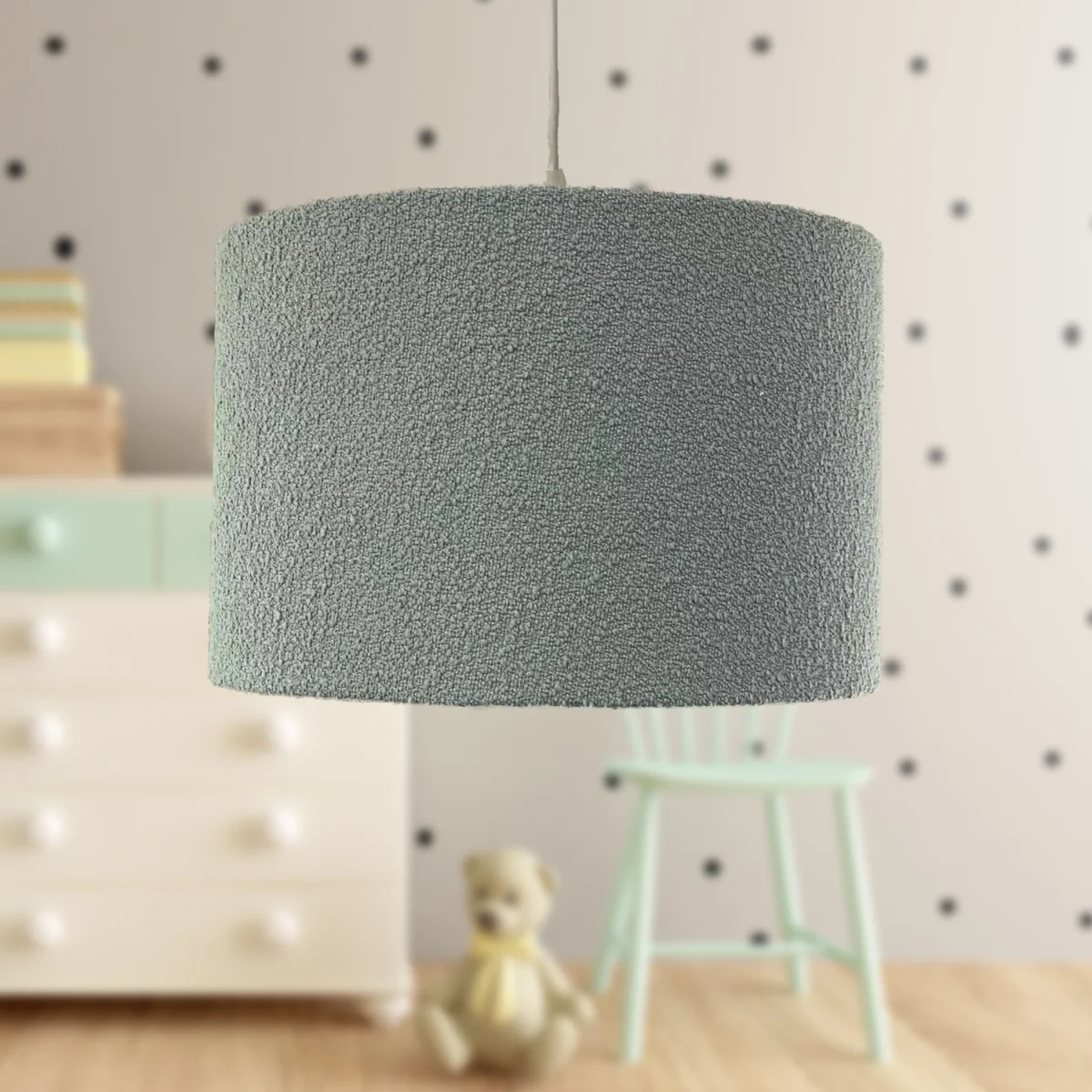 Boucle Duckegg Easy Fit Fabric Pendant Shade - Boucle Duck Egg Fabric – image 3