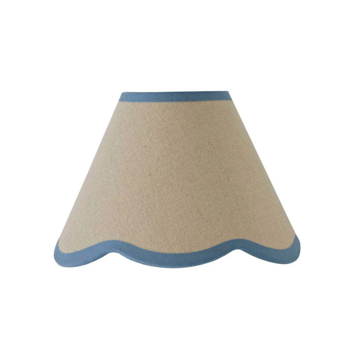 Florie Natural Linen Tapered Scalloped Pastel Trim Mini Lamp Shade - Linen / No - Powder Blue – image 2