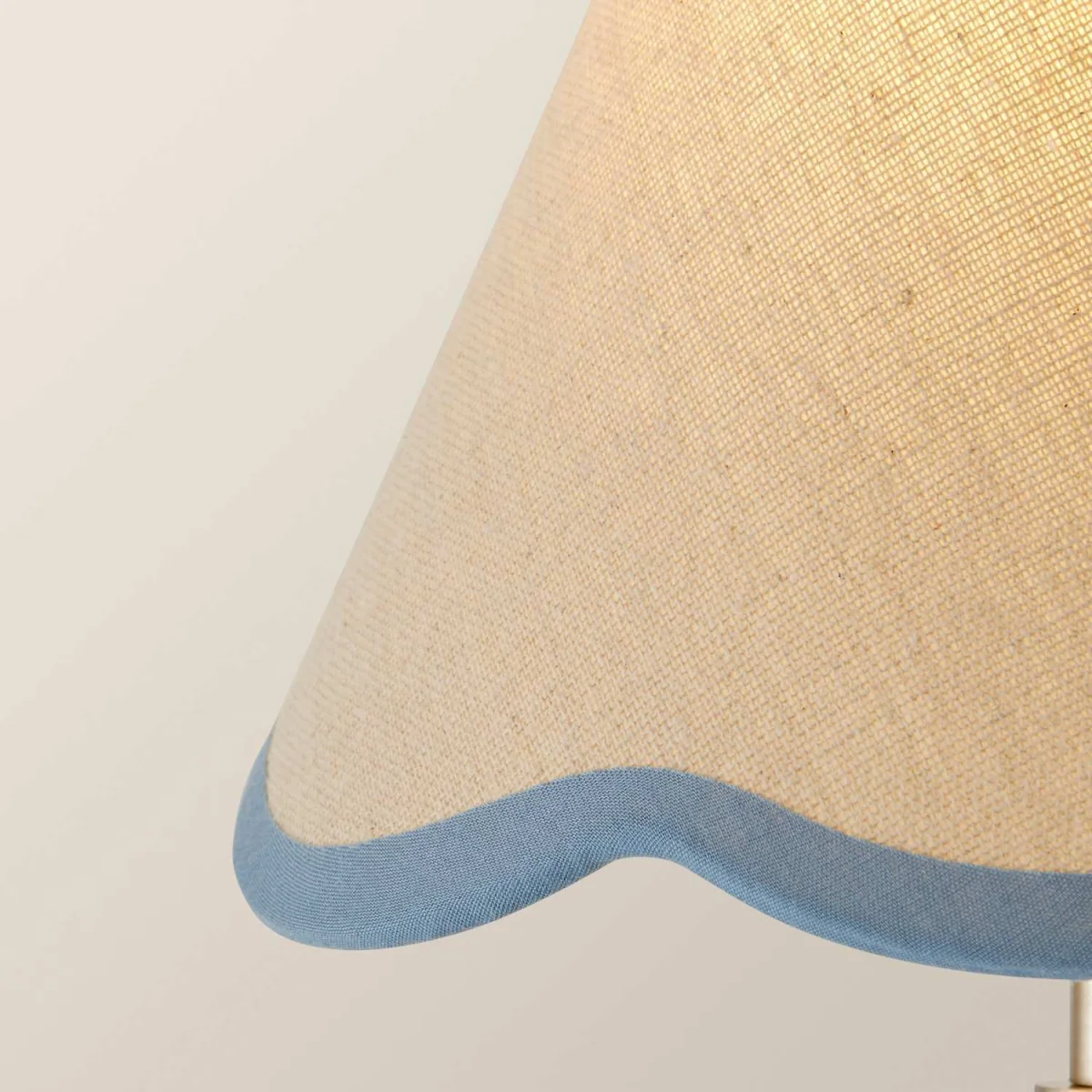 Florie Natural Linen Tapered Scalloped Pastel Trim Mini Lamp Shade - Linen / No - Powder Blue – image 5