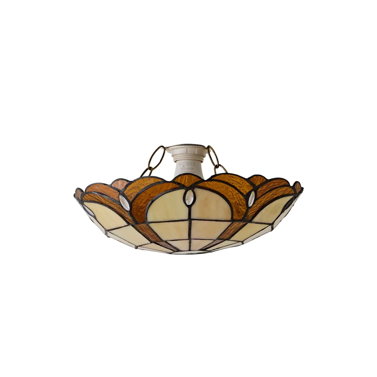 Tiffany Jewel Amber Glass Uplighter Ceiling Shade - Gold – image 2