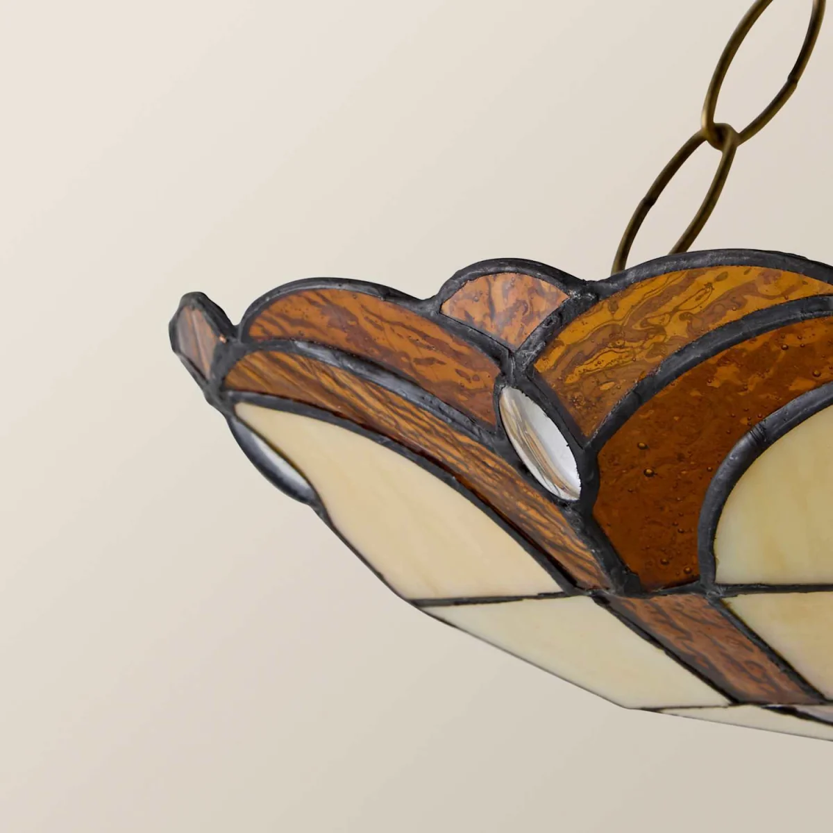 Tiffany Jewel Amber Glass Uplighter Ceiling Shade - Gold – image 6