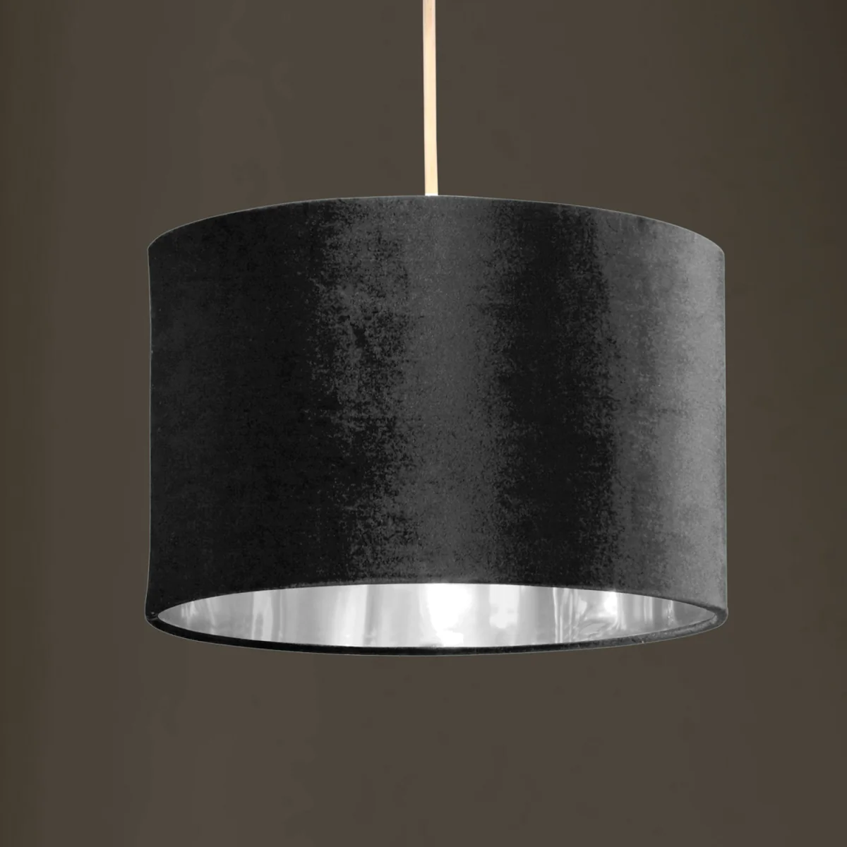 CGC NILA Luxury Grey Velvet Drum Lamp Shade with Silver Inner. - Grey Velvet & Silver – image 5
