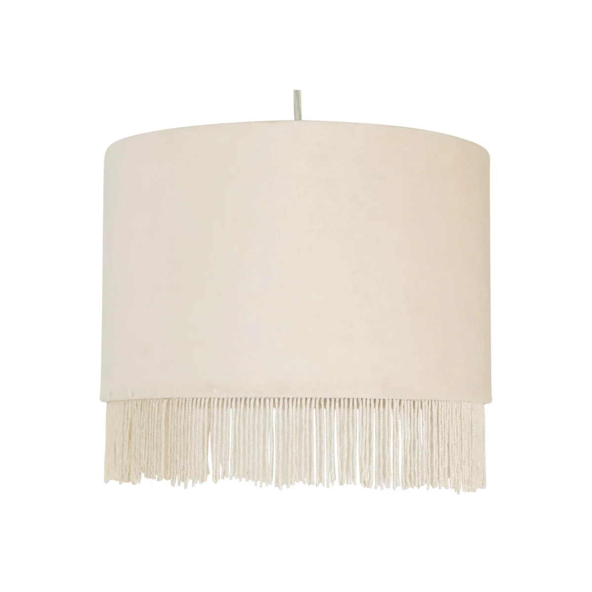 First Choice Lighting Fringed Easy Fit Fabric Pendant Shade - Off White Velvet – image 1