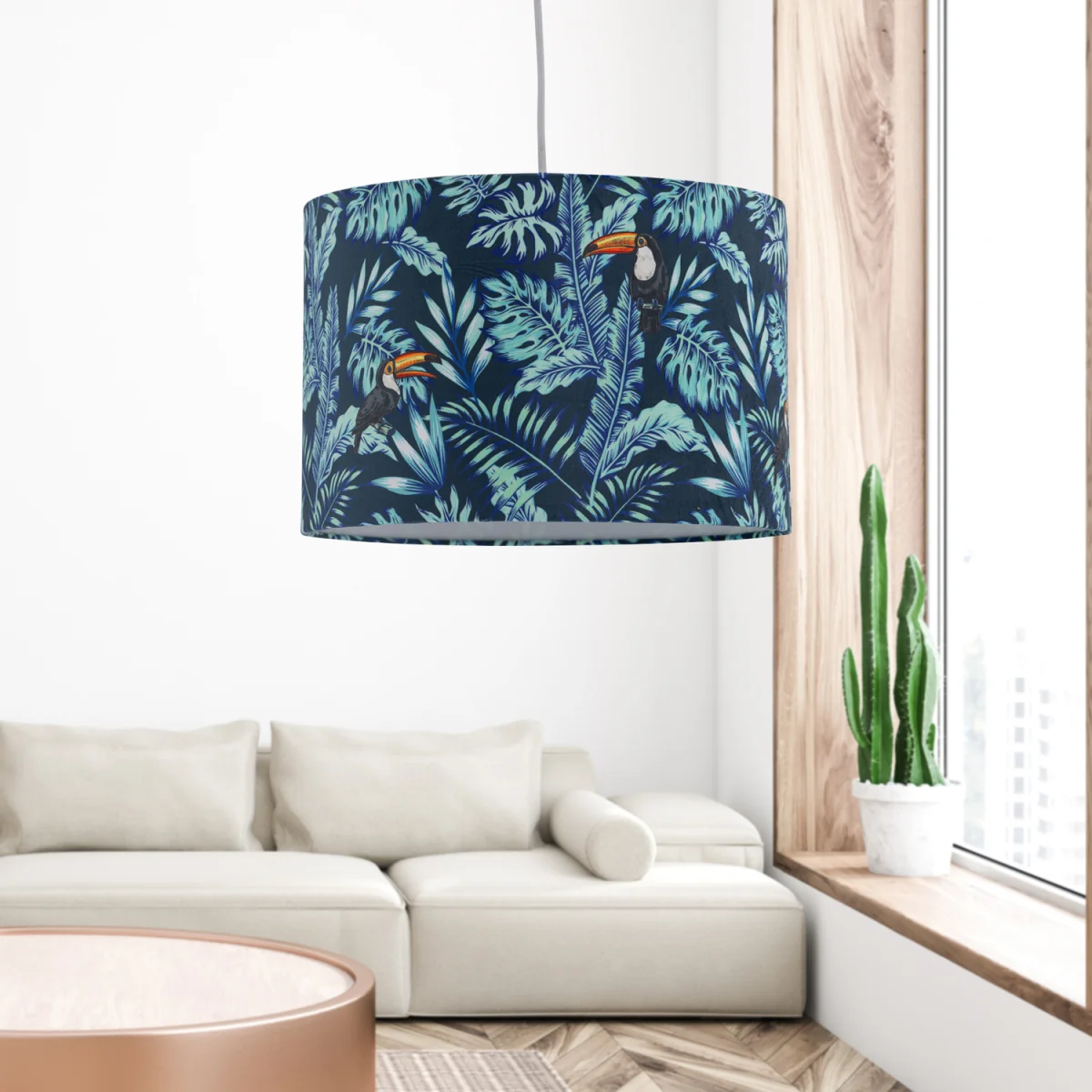 Set Of 2 Toucan Easy Fit Fabric Pendant Shades - Toucan Velvet Digital Print – image 7