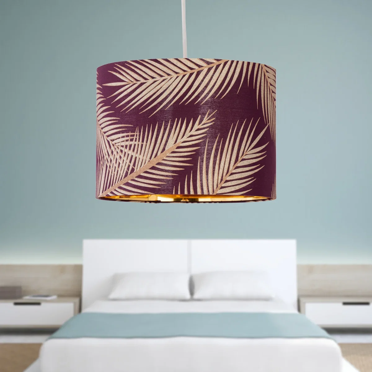 Leaf Easy Fit Fabric Pendant Shade - Burgundy – image 3