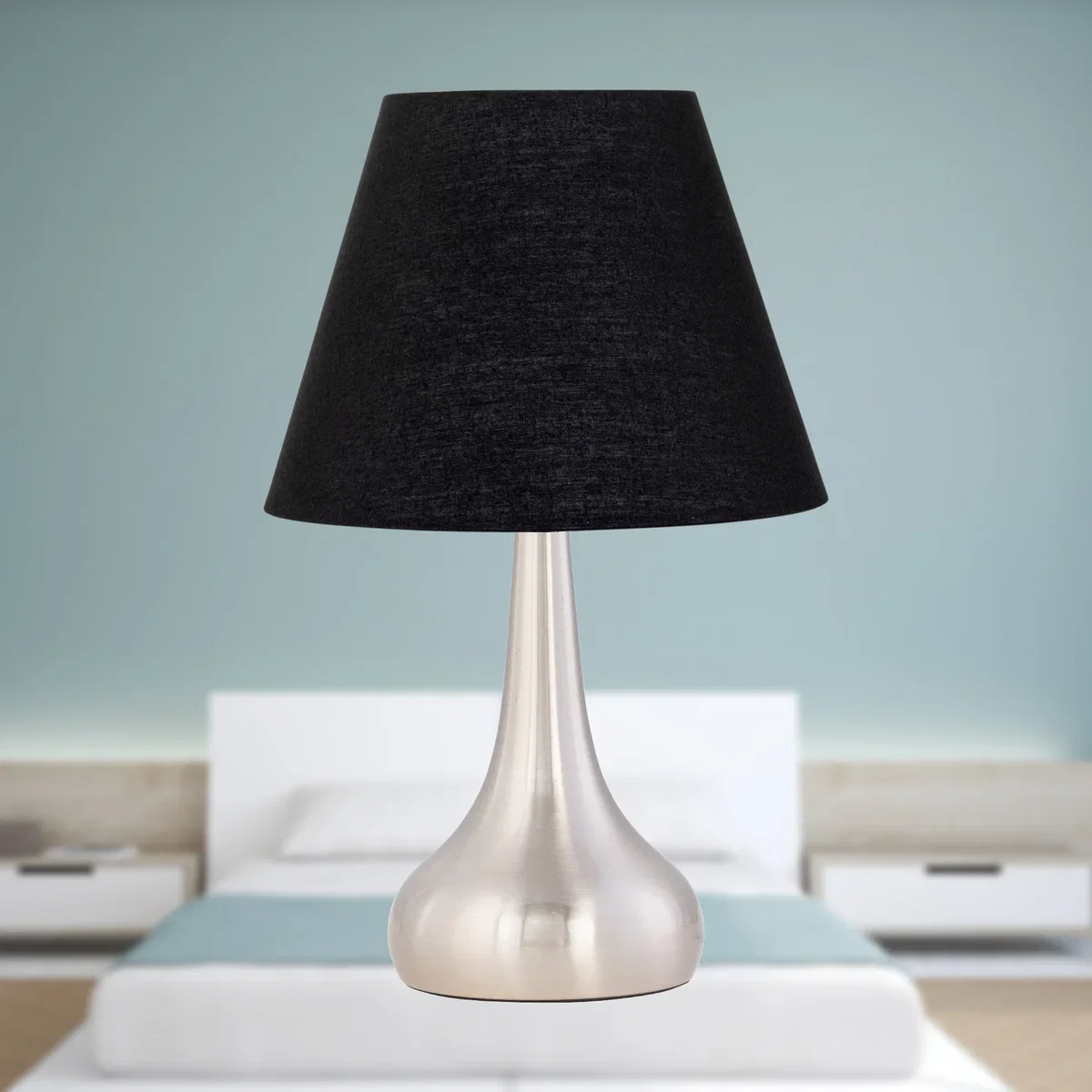 Black Cotton 20cm Diameter Tapered Fabric Lamp Shade - Black – image 2