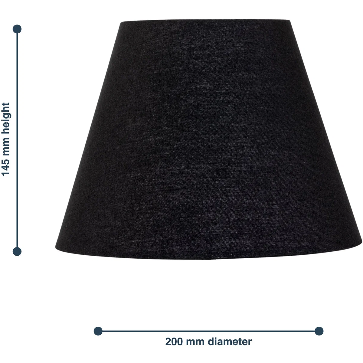 Black Cotton 20cm Diameter Tapered Fabric Lamp Shade - Black – image 5