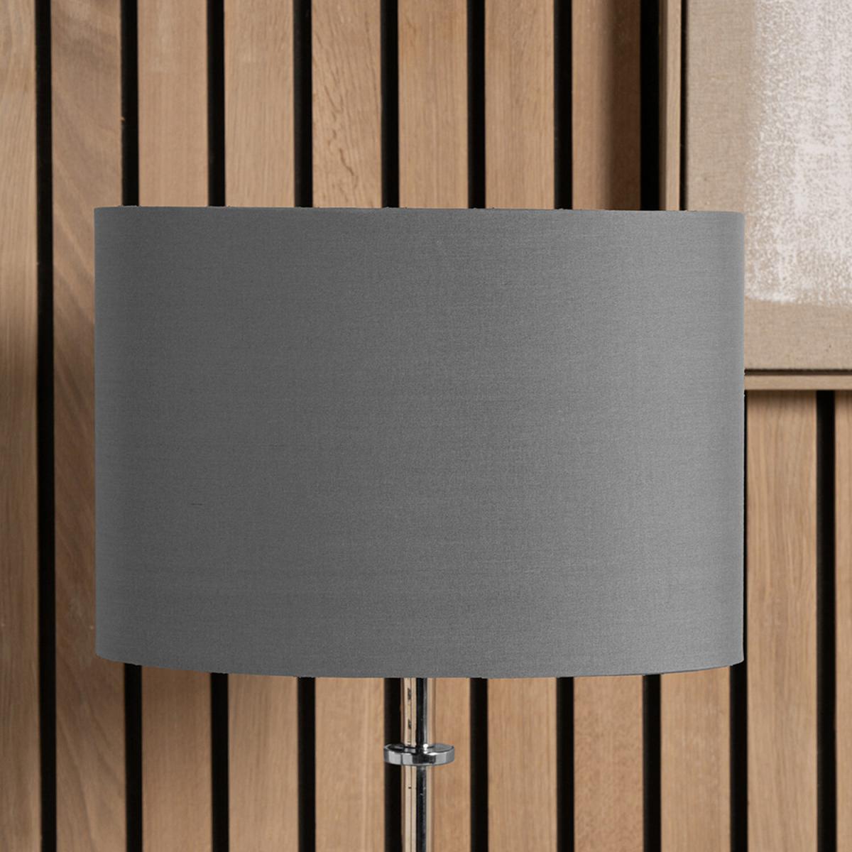 25cm Steel Oval Poly Cotton Lampshade - Grey