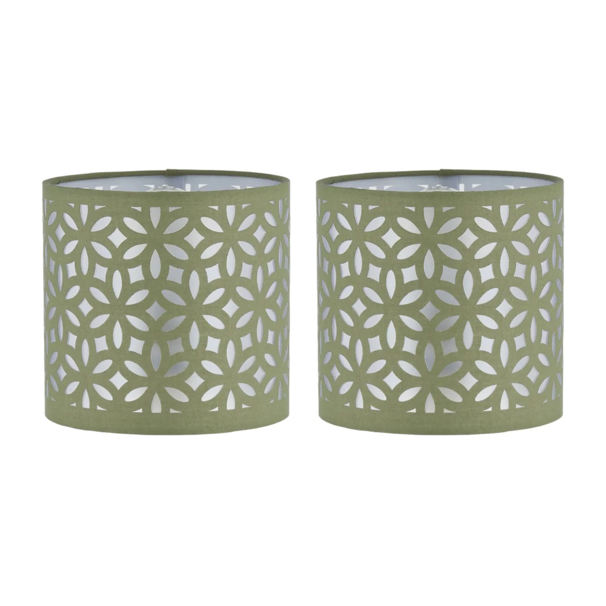 Set Of 2 Sage Green Laser Cut 15.5cm Table Lamp Shades - Sage Green – image 1