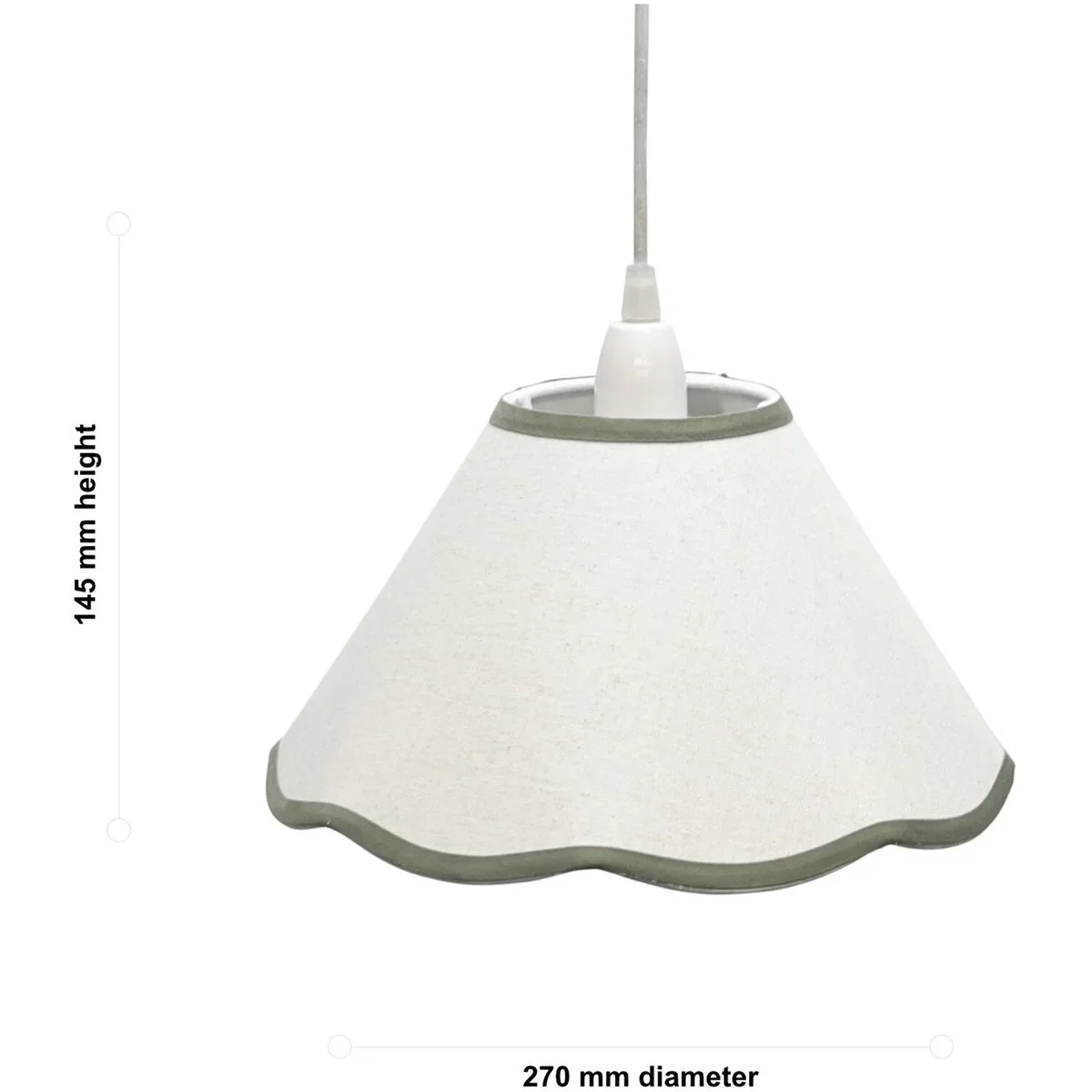 Set Of 2 Libby Natural Linen Sage Green Trim 27cm Pendant Lamp Shade - White – image 5