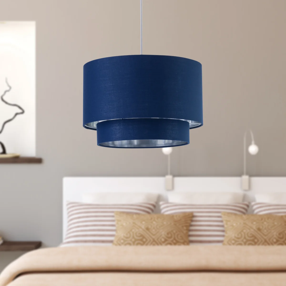 Kozy Navy Blue And Silver 30cm Pendant Shade - Blue – image 4
