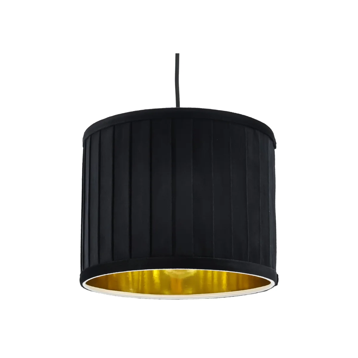 Sundance Black Velvet Pleated 25cm Lamp Shade With Gold Inner - Black – image 1