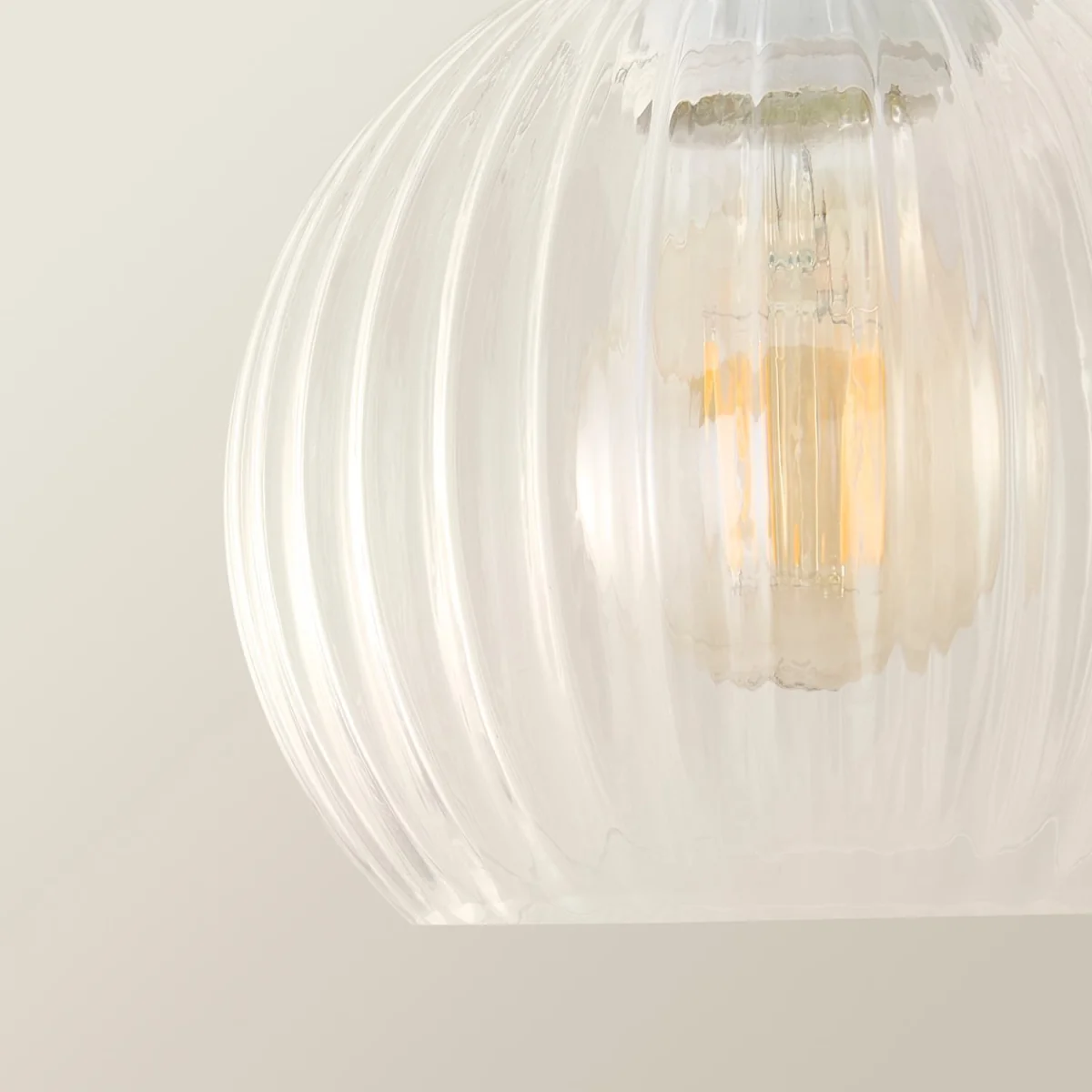 Maddison Set of 3 Small Clear Ribbed Glass Globe Easy Fit Lamp Shades - Clear / No - Clear – image 4