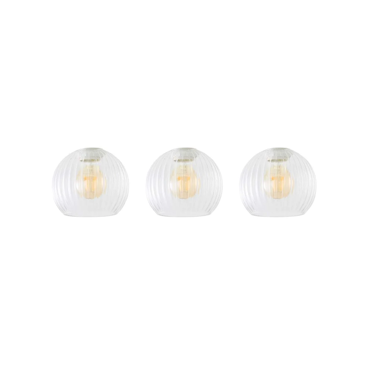 Maddison Set of 3 Small Clear Ribbed Glass Globe Easy Fit Lamp Shades - Clear / No - Clear – image 6