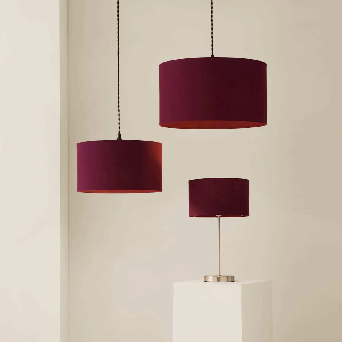 Reni Fabric Drum Ceiling Lamp Shade - Plum / Plastic / 35cm / 0.34kg – image 2