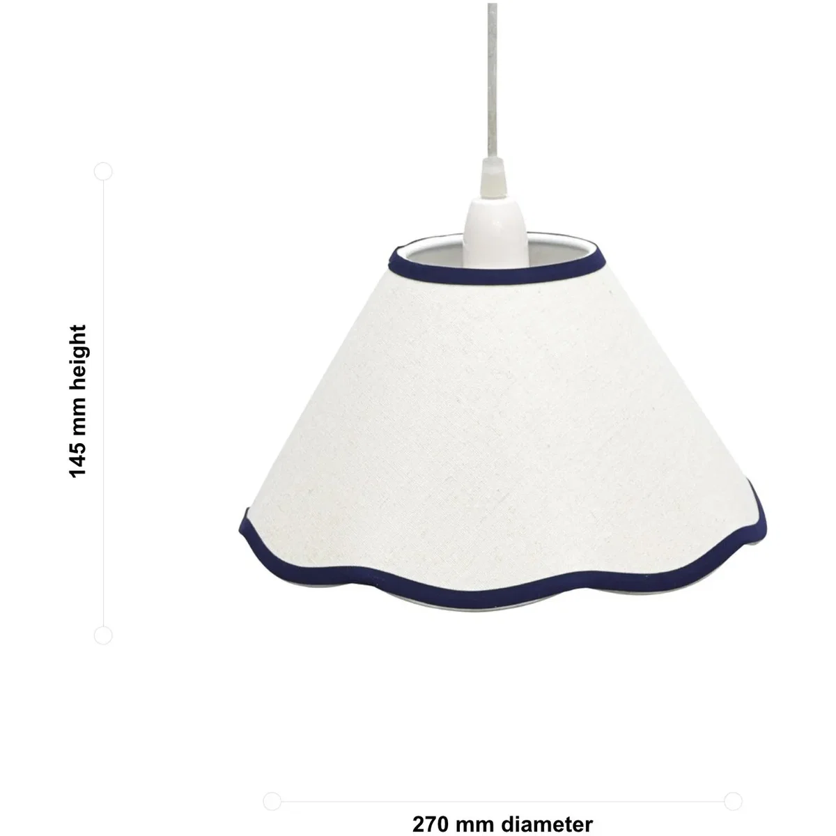 Libby Natural Linen With Navy Blue Trim 27cm Pendant Or Lamp Shade - White & Blue – image 4