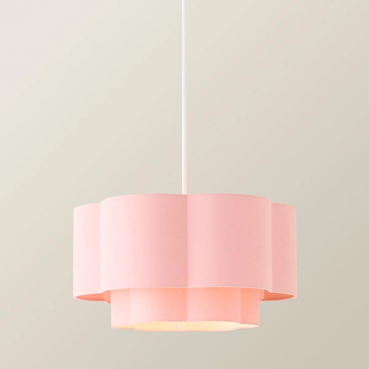 Nora 2 Tier Pink Linen Scallop Shade - Pink – image 5