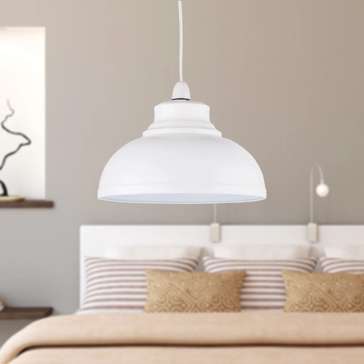 Dome Easy Fit Metal Pendant Shade - White Paint – image 5