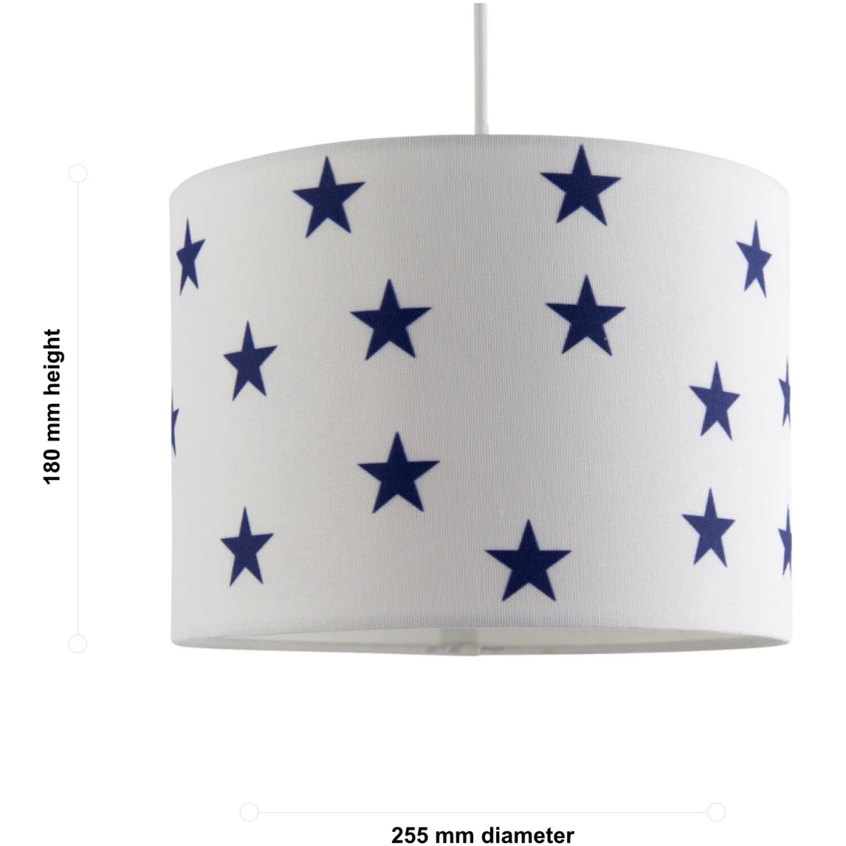 Set Of 2 Navy Stars Easy Fit Fabric Pendant Shades - White With Blue Stars Digital Print – image 2