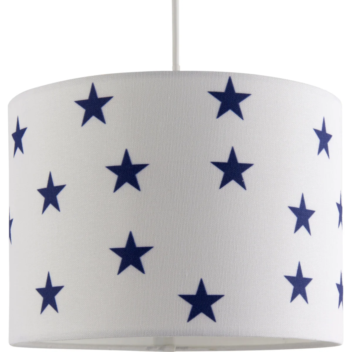 Set Of 2 Navy Stars Easy Fit Fabric Pendant Shades - White With Blue Stars Digital Print – image 5