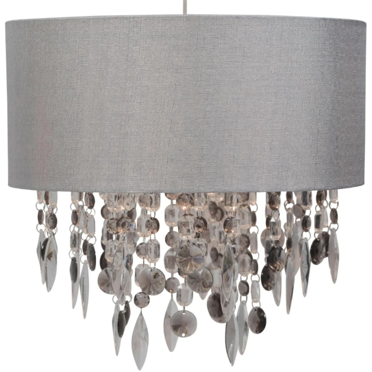 Large 40cm Easy Fit Shade In Grey With Acrylic Droplets - Grey – image 4