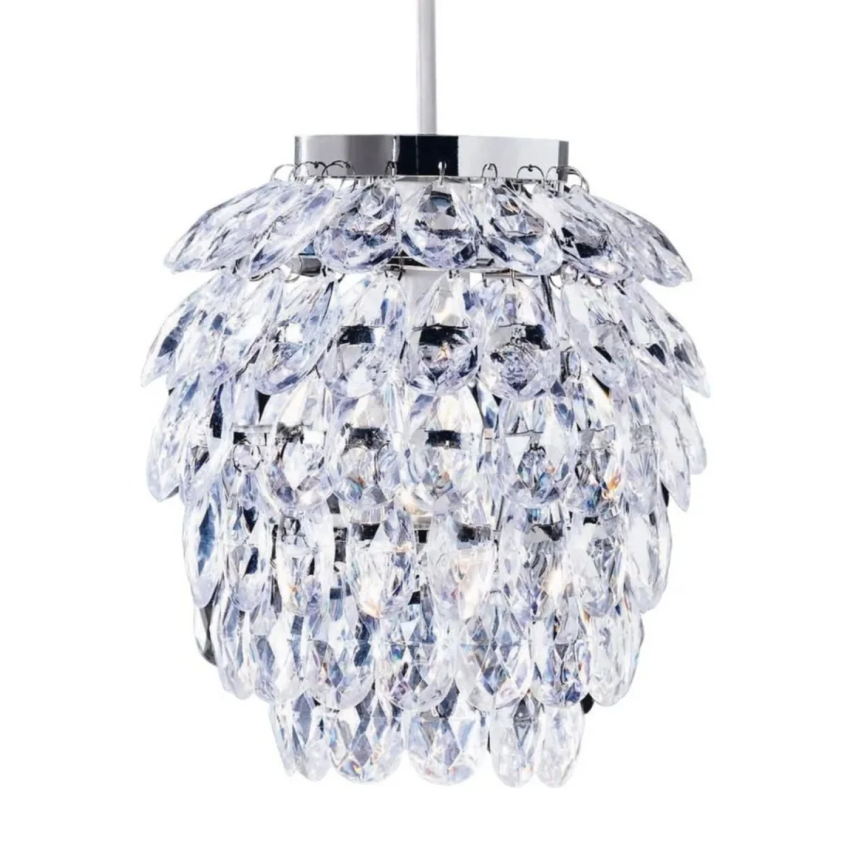 Pineapple Easy Fit Jewelled Pendant Shade - Clear Acrylic With Polished Chrome Plate Detail – image 3