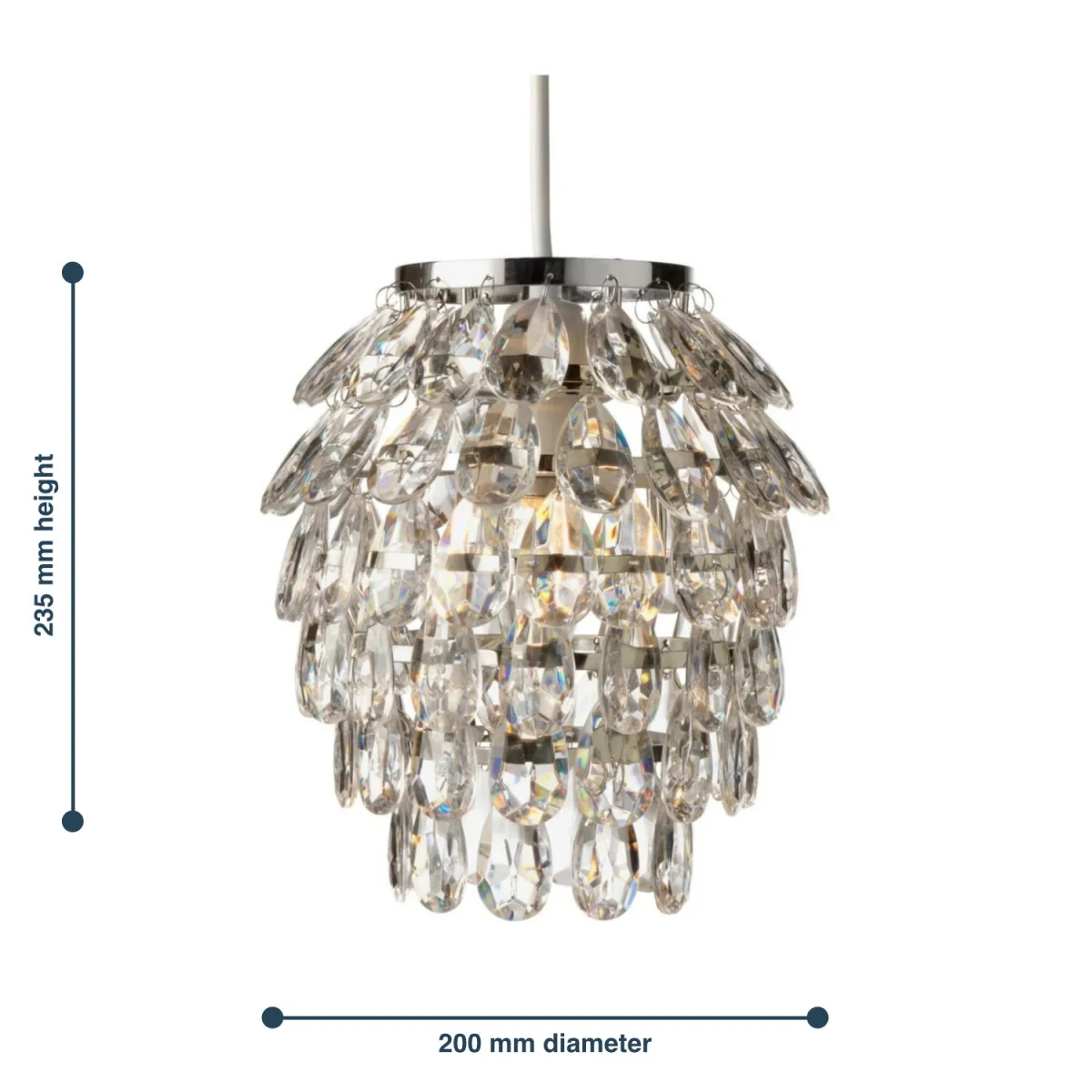 Pineapple Easy Fit Jewelled Pendant Shade - Clear Acrylic With Polished Chrome Plate Detail – image 6