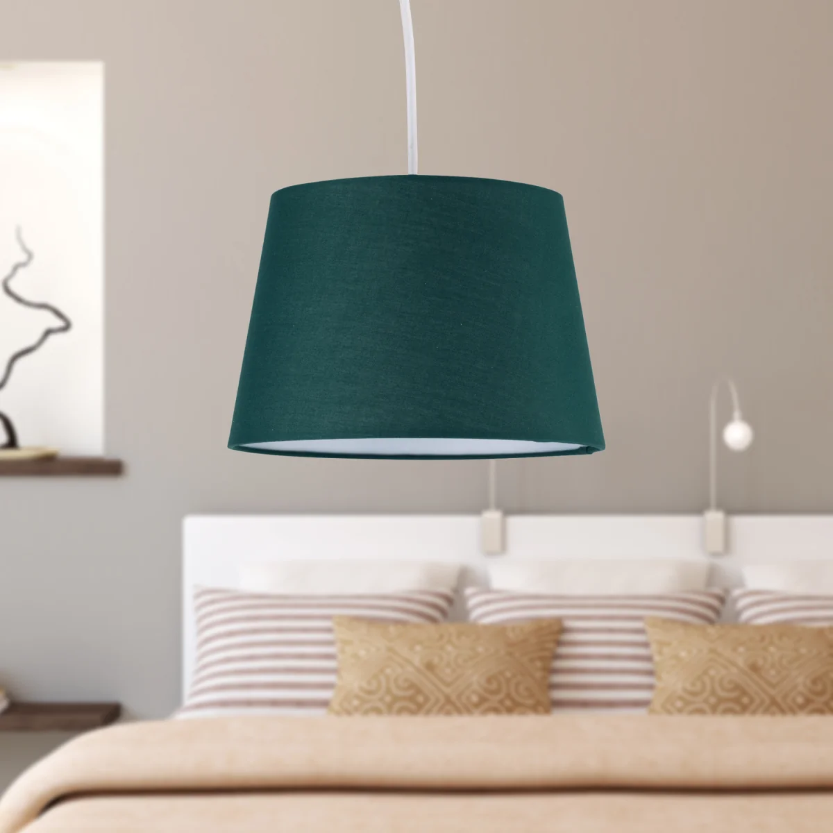 Taper Easy Fit Fabric Pendant Shade - Dark Green Cotton – image 2