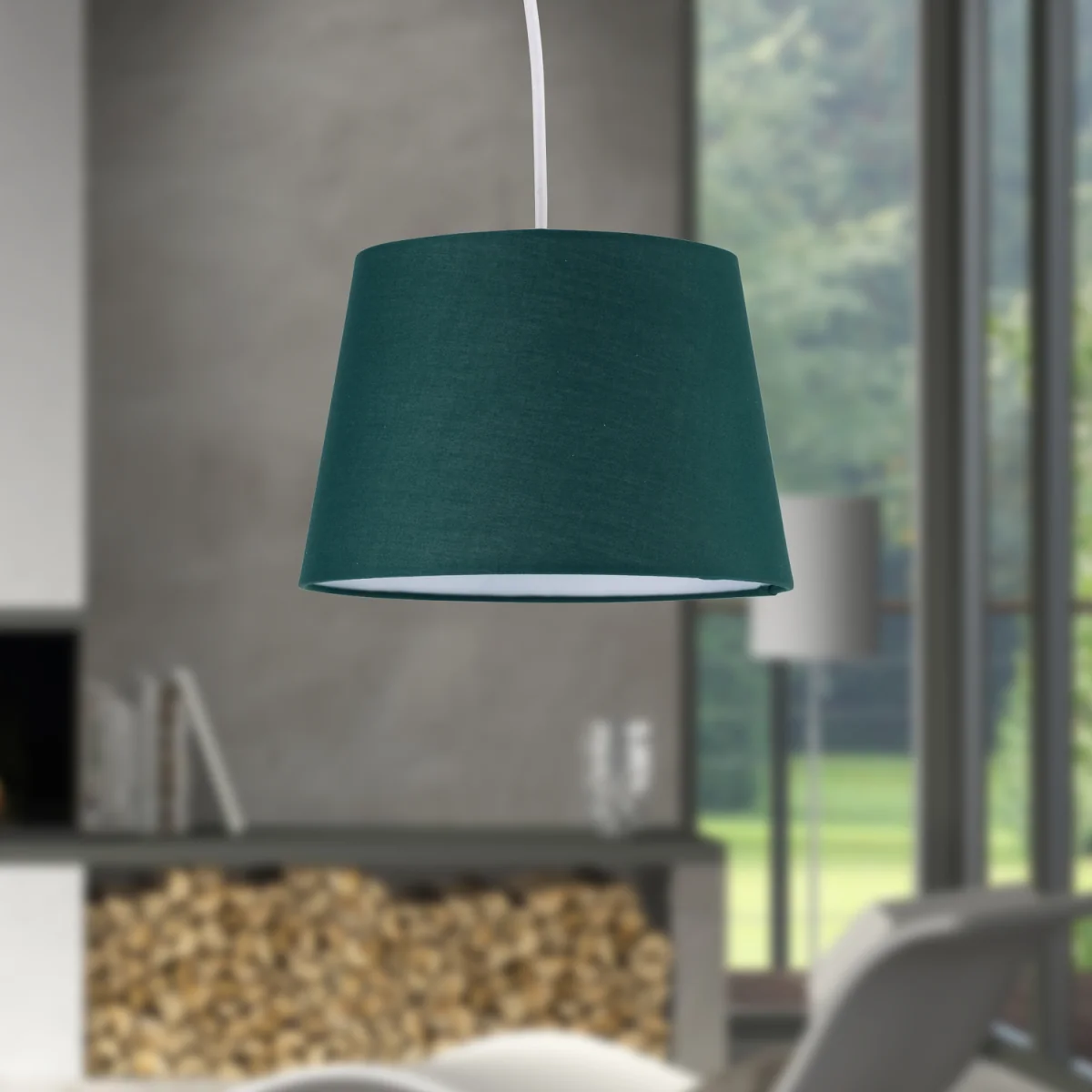Taper Easy Fit Fabric Pendant Shade - Dark Green Cotton – image 5